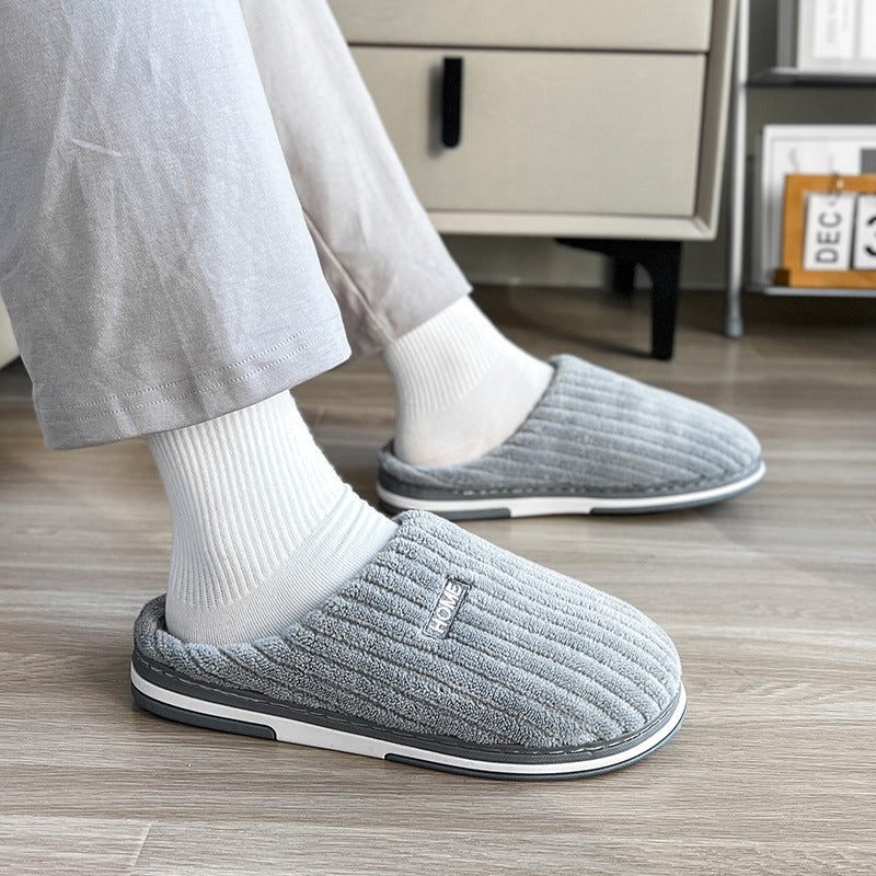 Simple Cotton Slippers Winter Non-slip Home Warm Plush Slippers Household Indoor Couple Women's House Shoes