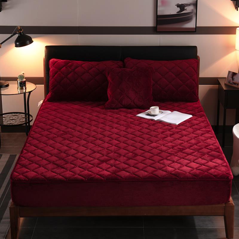 Quilted Bed Sheet Crystal Velvet Simmons Protective Cover Bedspread Non-Slip