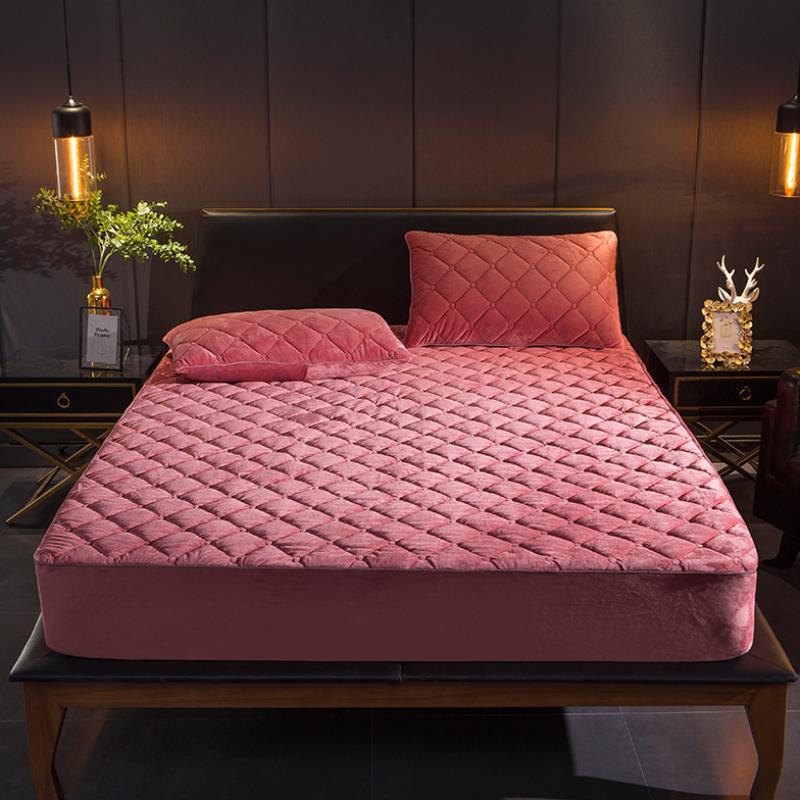 Quilted Bed Sheet Crystal Velvet Simmons Protective Cover Bedspread Non-Slip