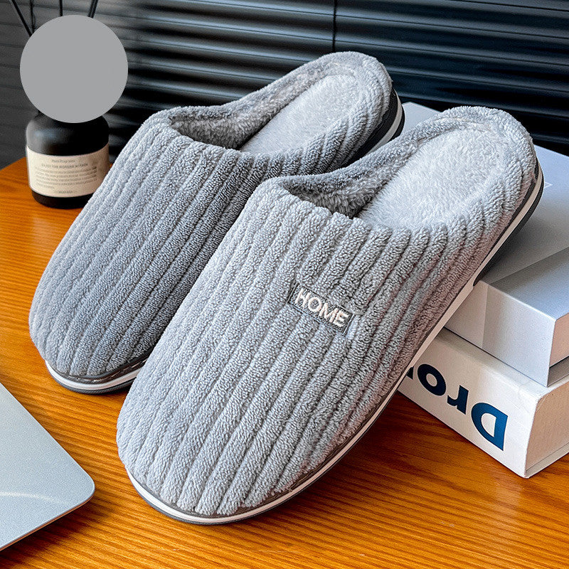 Simple Cotton Slippers Winter Non-slip Home Warm Plush Slippers Household Indoor Couple Women's House Shoes