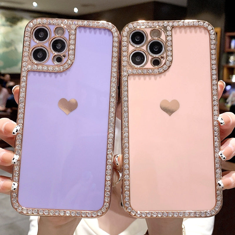 Iphone Case Accessories Love Crystal Diamond Edge Electroplating Protective Cover