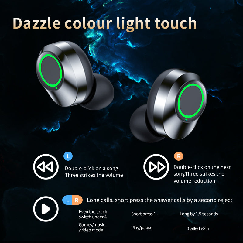 Wireless Bluetooth Headset TWS Large Screen Smart Digital Display In Ear Breathing Light