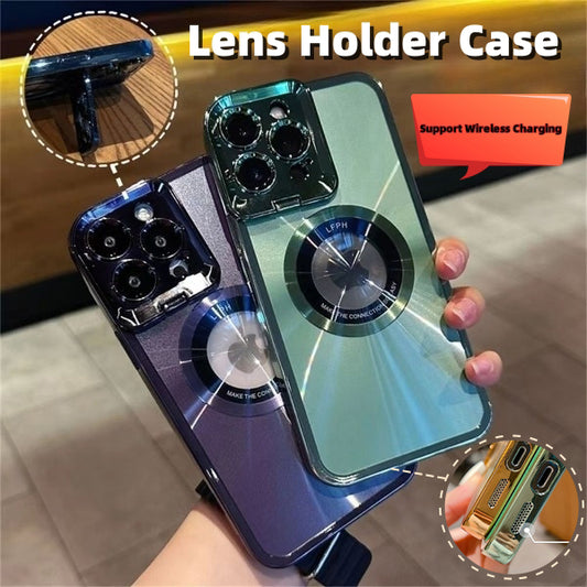 Iphone Case Luxury Plating CD Pattern Magsafe Bracket Case For IPhone 12 13 14 Pro Max Invisible Camera Stand Holder Lens Holder Magnetic Suction