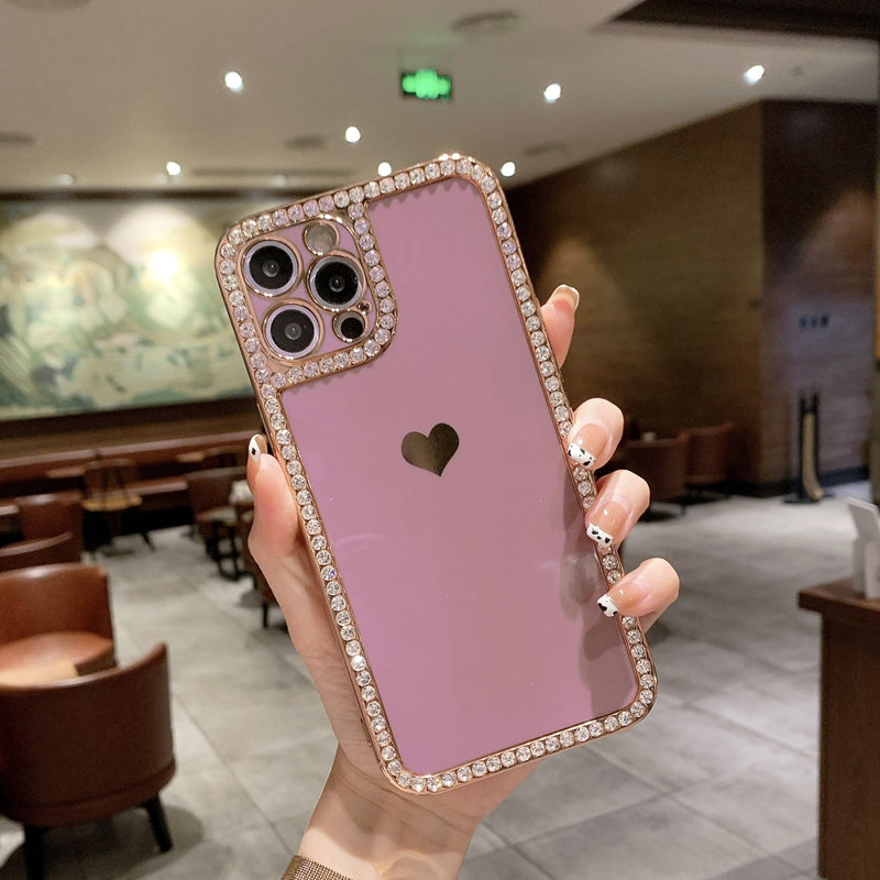 Iphone Case Accessories Love Crystal Diamond Edge Electroplating Protective Cover