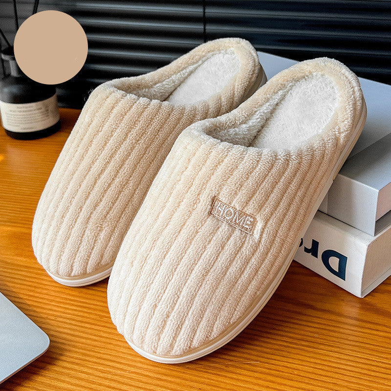 Simple Cotton Slippers Winter Non-slip Home Warm Plush Slippers Household Indoor Couple Women's House Shoes