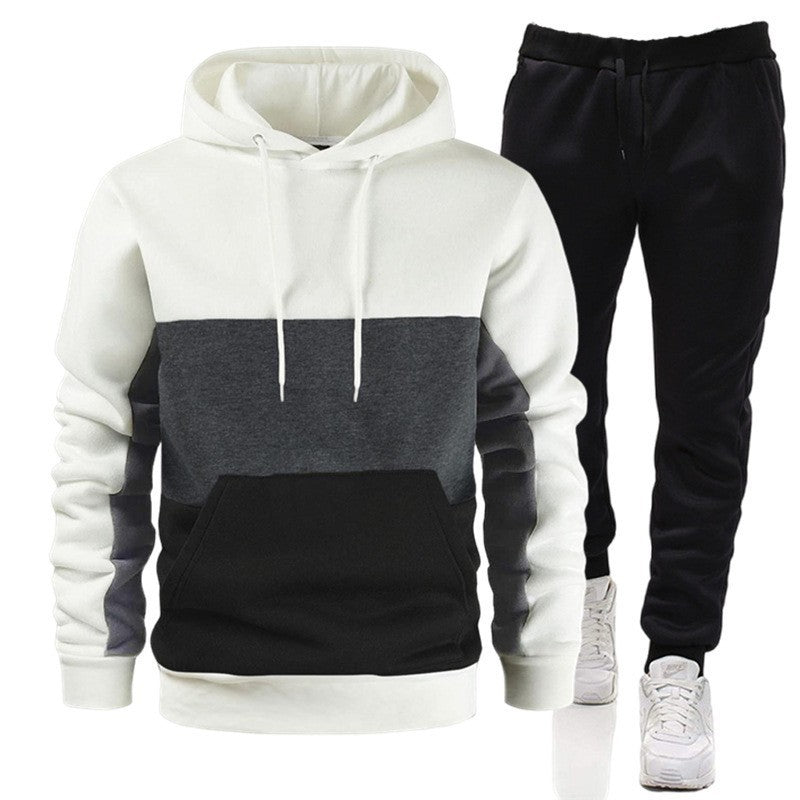 Men's 3 Color Block Hoodie Sportswear Suit