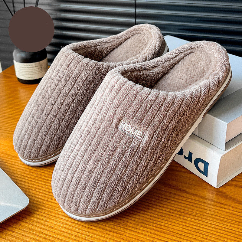 Simple Cotton Slippers Winter Non-slip Home Warm Plush Slippers Household Indoor Couple Women's House Shoes