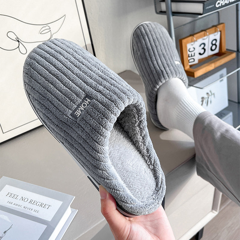 Simple Cotton Slippers Winter Non-slip Home Warm Plush Slippers Household Indoor Couple Women's House Shoes