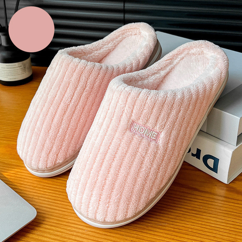 Simple Cotton Slippers Winter Non-slip Home Warm Plush Slippers Household Indoor Couple Women's House Shoes