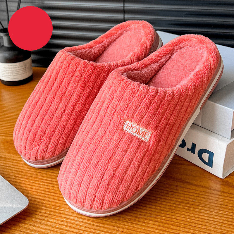 Simple Cotton Slippers Winter Non-slip Home Warm Plush Slippers Household Indoor Couple Women's House Shoes