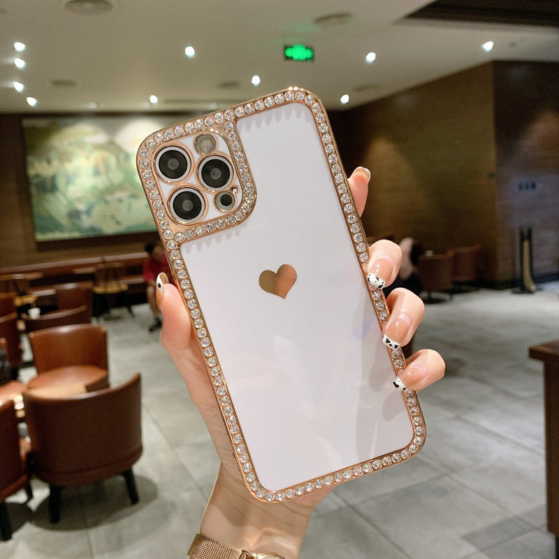 Iphone Case Accessories Love Crystal Diamond Edge Electroplating Protective Cover